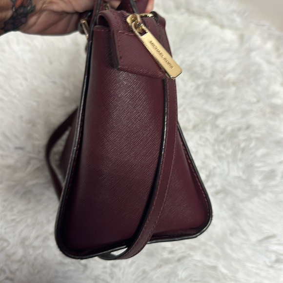 Michael Kors Selma Medium Saffiano Leather Satchel - Crossbody Bag color Merlot - Picture 7 of 13